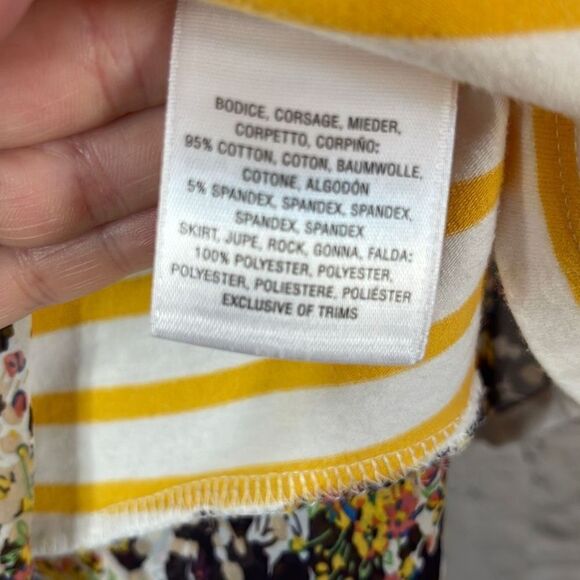 Anthropologie by Postmate Sleeveless Yellow white Stripe Floral Trim size small - Picture 8 of 8